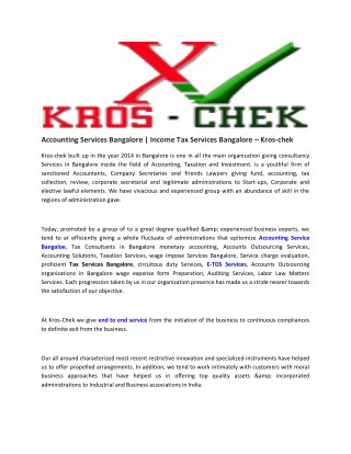 Accounting Services Bangalore | Income Tax Services Bangalore â€“ Kros-chek