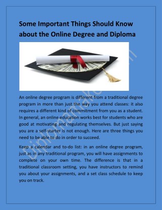 Some Important Things Should Know about the Online Degree and Diploma