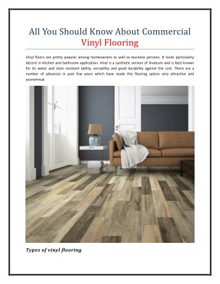 All You Should Know About Commercial Vinyl Flooring
