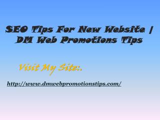 SEO Tips For New Website | DM Web Promotions Tips