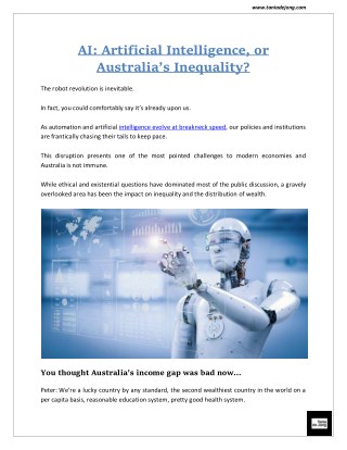 AI: Artificial Intelligence, or Australiaâ€™s Inequality? | Tania de jong AM