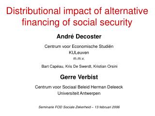 Distributional impact of alternative financing of social security