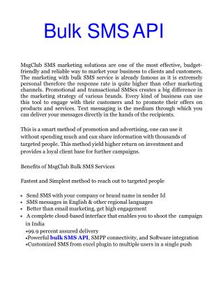 Bulk SMS API Provides New Way to Grow Business