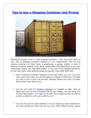 ShippingContainer Online Presentations Channel