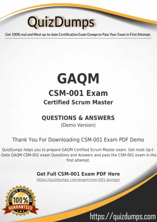 CSM-001 Exam Dumps - Preparation with CSM-001 Dumps PDF [2018]