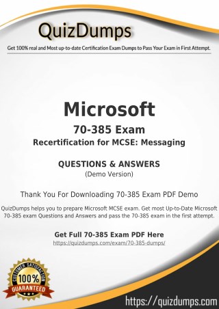 70-385 Exam Dumps - Preparation with 70-385 Dumps PDF [2018]