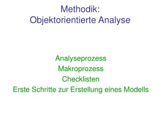 Methodik: Objektorientierte Analyse