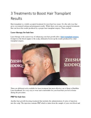 3 Treatments to Boost Hair Transplant Results