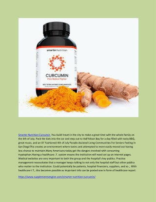 Smarter Nutrition Curcumin - Natural Solution For Improve Overall Health