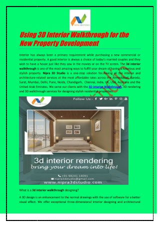 Using 3D Interior Walkthrough for the New Property Development