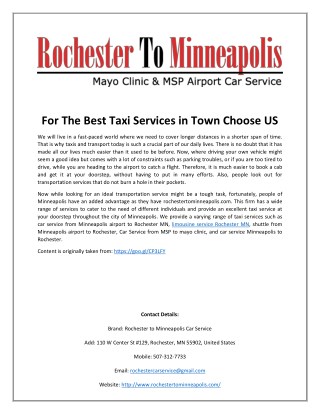 For The Best Taxi Services in Town Choose US