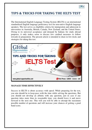 TIPS & TRICKS FOR TAKING THE IELTS TEST