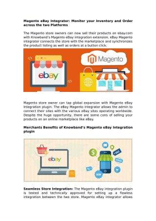 Magento eBay Integrator: Monitor your Inventory and Order across the two Platforms
