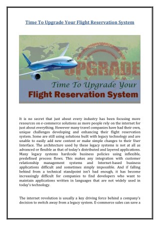 Time To Upgrade Your Flight Reservation System