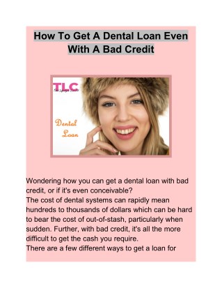 How To Get A Dental Loan Even With A Bad Credit