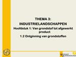 THEMA 3: INDUSTRIELANDSCHAPPEN Hoofdstuk 1: Van grondstof tot afgewerkt product 1.2 Ontginning van grondstoffen