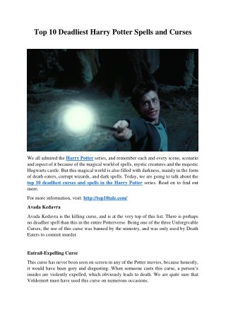 Top 10 Deadliest Harry Potter Spells and Curses