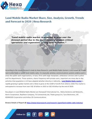 Land Mobile Radio Industry Research Report