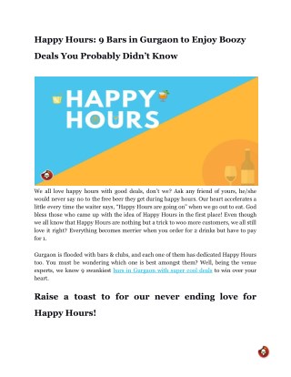 Happy Hours: 9 Bars in Gurgaon to Enjoy Boozy Deals You Probably Didnâ€™t Know