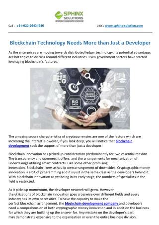 Blockchain Technology Needs More than Just a Developer