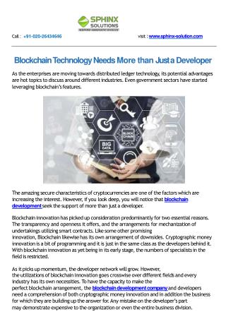 Blockchain Technology Needs More than Just a Developer