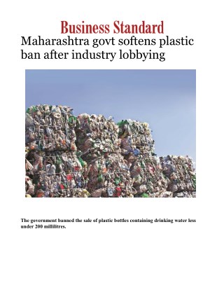 Maharashtra govt softens plastic ban after industry lobbyingÂ 
