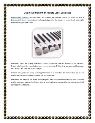 Own Your Brand With Private Label Cosmetics