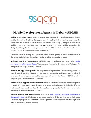 Leading Mobile development service in Dubai | SISGAIN