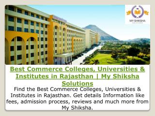 Best Commerce Colleges, Universities & Institutes in Rajasthan | My Shiksha Solutions