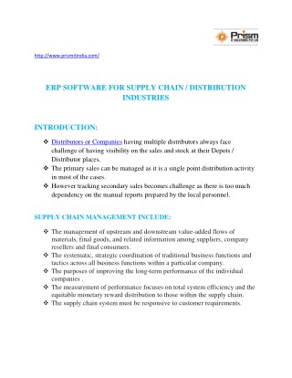 ERP Solution|ERP for supply chain management companies in pune|PrismIT