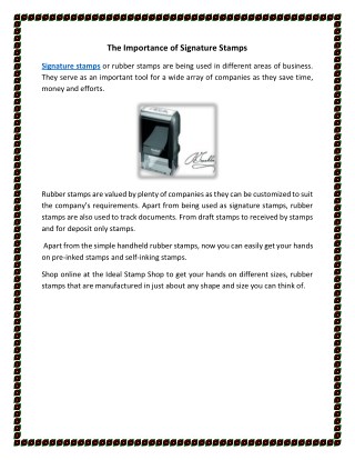 The Importance of Signature Stamps