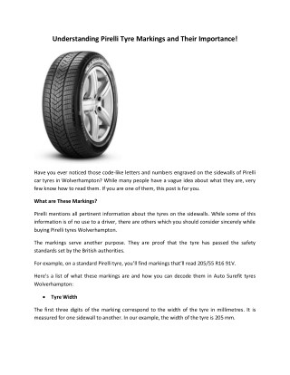 Understanding Pirelli Tyre Markings and Their Importance!