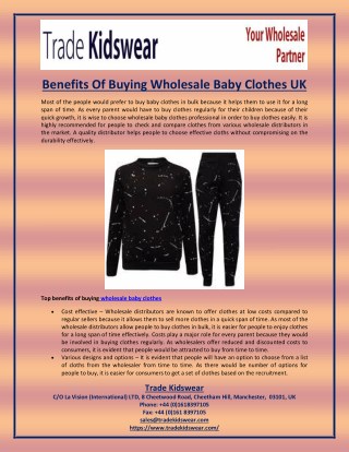 Benefits Of Buying Wholesale Baby Clothes UK