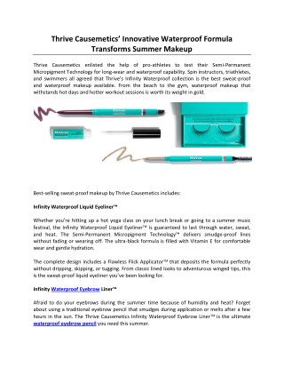 Thrive Causemeticsâ€™ Innovative Waterproof Formula Transforms Summer Makeup