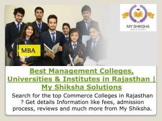 Best Management Colleges, Universities & Institutes in Rajasthan | My Shiksha Solutions