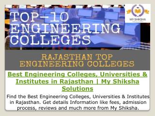Best Engineering Colleges, Universities & Institutes in Rajasthan | My Shiksha Solutions