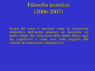 Filosofia teoretica (2006-2007)