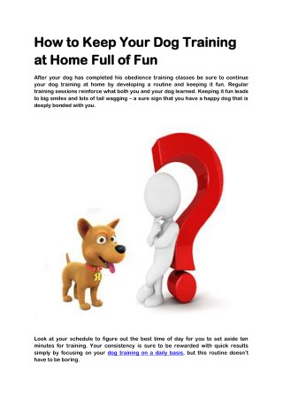 How to Keep Your Dog Training at Home Full of Fun
