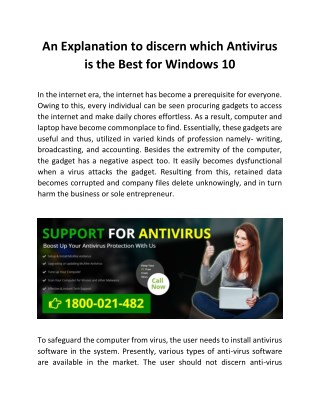 An Explanation to discern which Antivirus is the Best for Windows 10