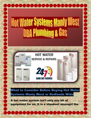 Hot Water Systems Manly West - DBA Plumbing & Gas