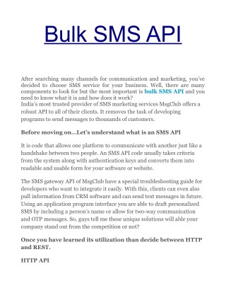 Premium Bulk SMS API Tool in Indore