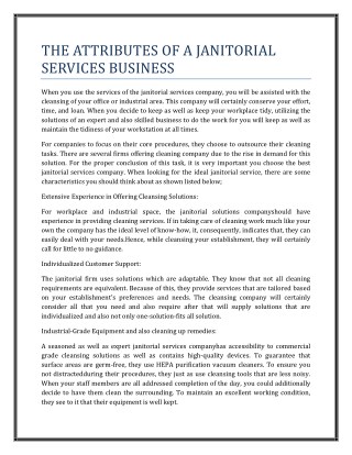 THE ATTRIBUTES OF A JANITORIAL SERVICES BUSINESS