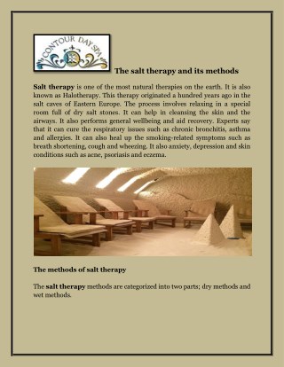 The salt therapy and its methods