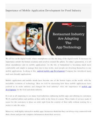 Importance of mobile application development for food industry