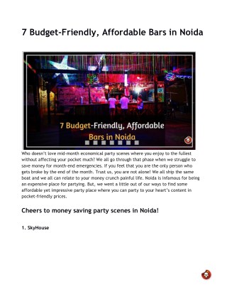 7 Budget-Friendly, Affordable Bars in Noida