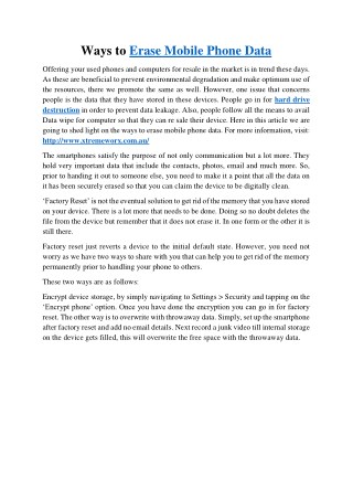 Ways to Erase Mobile Phone Data