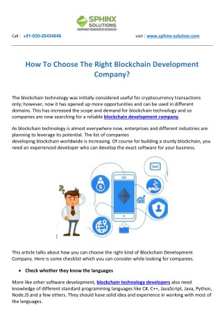 How To Choose The Right Blockchain Development Company?
