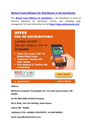 This Mutual Fund Software for Distributors is the benefactor