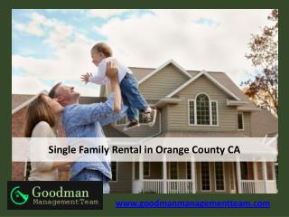 Single Family Rental in Orange County CA