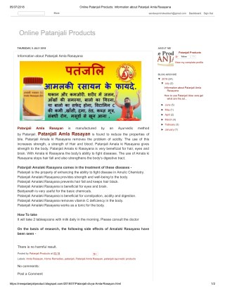 Online Patanjali Products_ Information about Patanjali Amla Rasayana